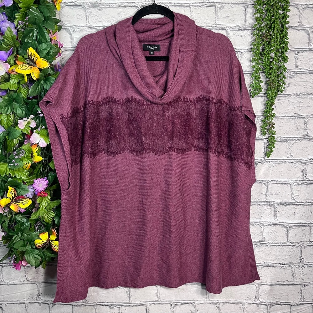 .!💙2/$40💙Color Works Cowl Neck Short Sleeve Sweater Top Size Medium